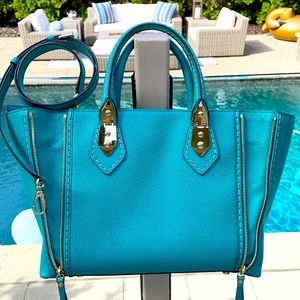 Henri Bendel tote with gold hardware.